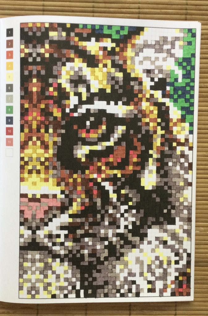 colored page van een tijger uit kleuren op nummer- extreme kleurpuzzels voor volwassenen.jpg