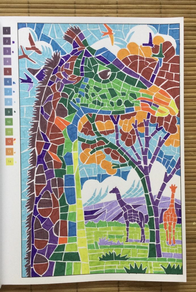 kleurrijke giraf-kleuren op nummer 2- extreme kleurpuzzels voor volwassenen-john woodcock.pg