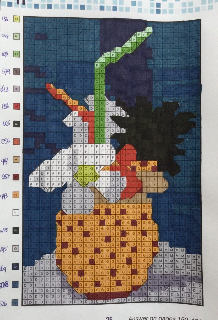 Gevulde ananas uit het kleurboekje Pixelpuzzles van Braingames.jpg