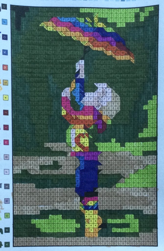 Jongetje met paraplu-Pixel puzzles van Braingames.jpg