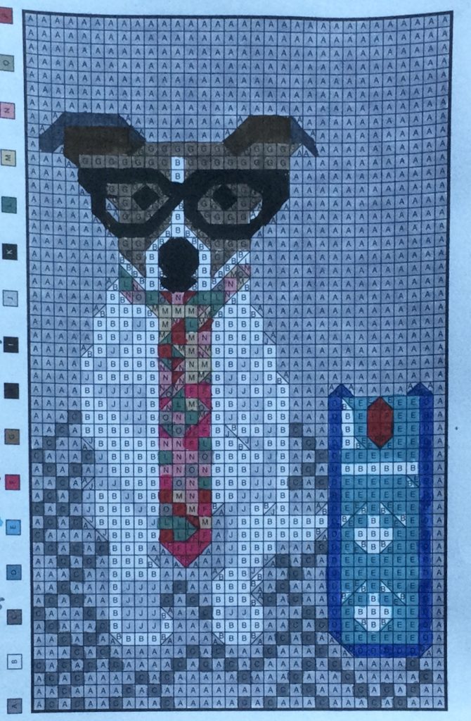 hond met stropdas-pixel puzzles van Braingames.jpg
